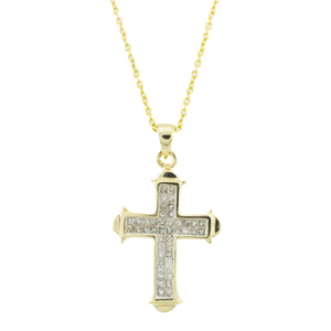 0.50ctw Diamond Accented Cross Pendant in 14K Yellow Gold - Chain Not Included