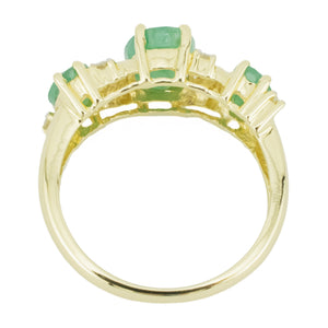 1.70ctw Oval Emerald & Diamond Accented Gemstone Ring in 14K Yellow Gold - Size 7
