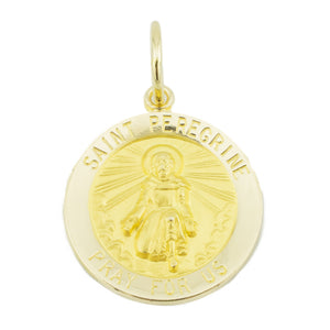 Saint Peregrine Medal Pendant in 14K Yellow Gold -2.7 Grams