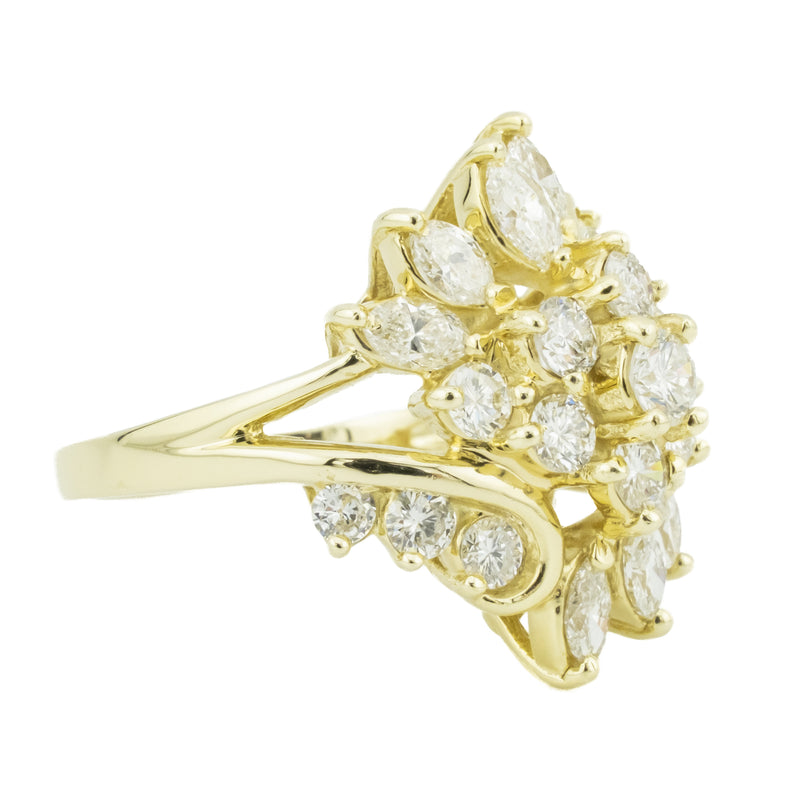 2.50ctw Diamond Cluster Lady's Ring in 14K Yellow Gold - Size 5.25