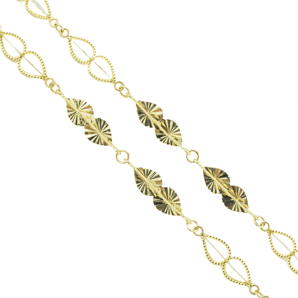4mm Wide Fancy Fashion 17" Gold Chain in 14K Yellow Gold
