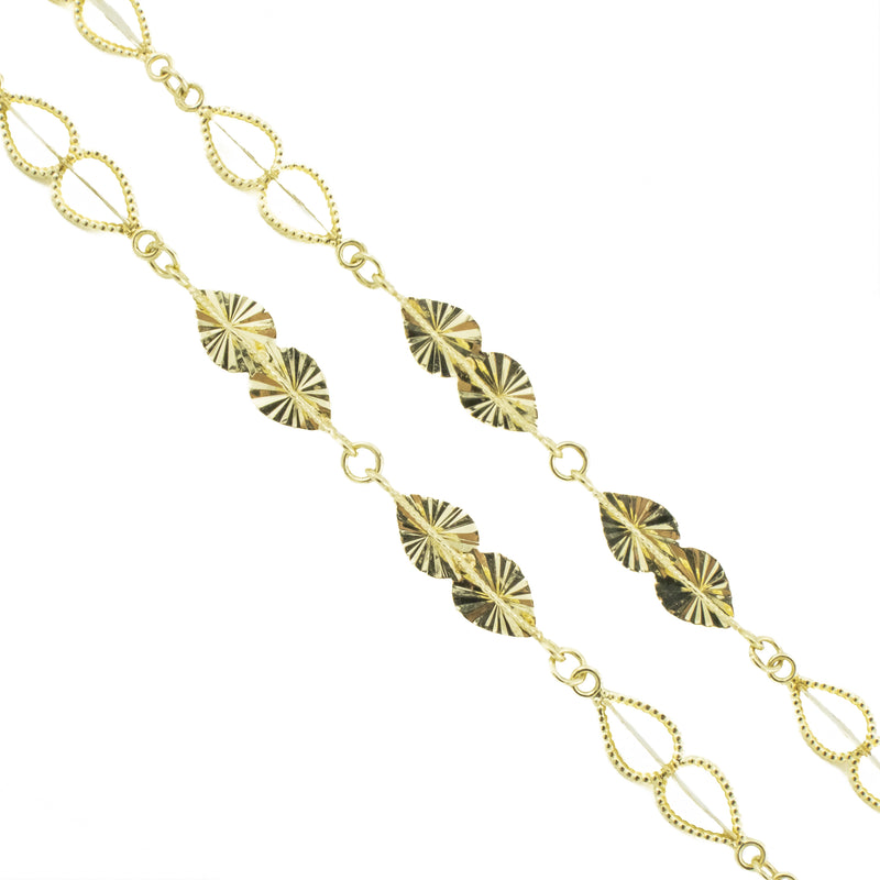 4mm Wide Fancy Fashion 17" Gold Chain in 14K Yellow Gold