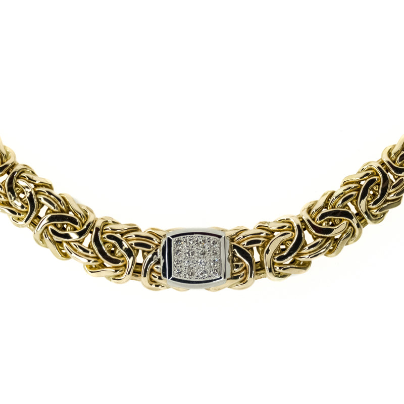 0.50ctw Diamond Byzantine Necklace in 14K Two Tone Gold