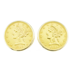 Vintage Tiffany & Co. Liberty Head Quarter Eagle Coin Cufflinks in 14K Yellow Gold