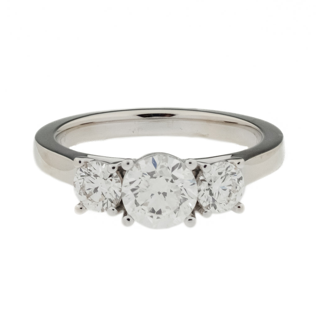 1.00ctw Diamond Three Stone Engagement Ring in 14K White Gold - Size 3.75