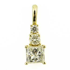 0.73ctw Princess Cut Diamond and Diamond Accented with 16" Chain in 14K Yellow Gold