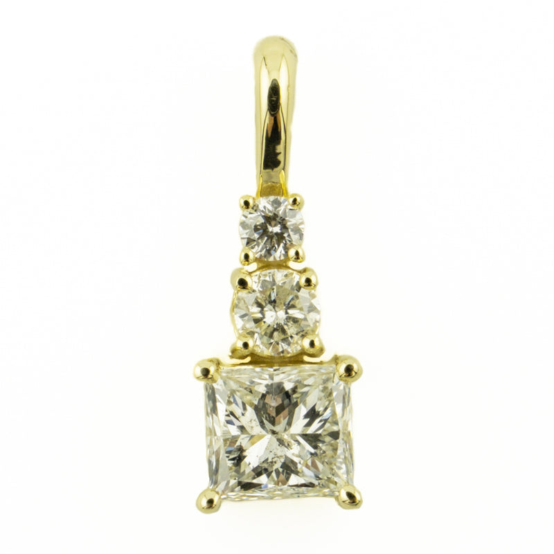 0.73ctw Princess Cut Diamond and Diamond Accented with 16" Chain in 14K Yellow Gold