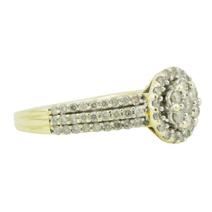 1.00ctw Diamond Cluster Engagement Ring in 14K Yellow Gold -Size 8