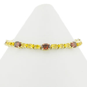 Garnet and Citrine Accented Gemstone 7" Tennis Bracelet in 14K Yellow Gold - 12.8 Grams