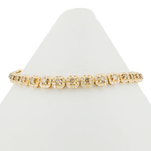 3.00ctw Brown and White Round Diamond 7.25" Tennis Bracelet in 14K Rose Gold - 12.5 Grams