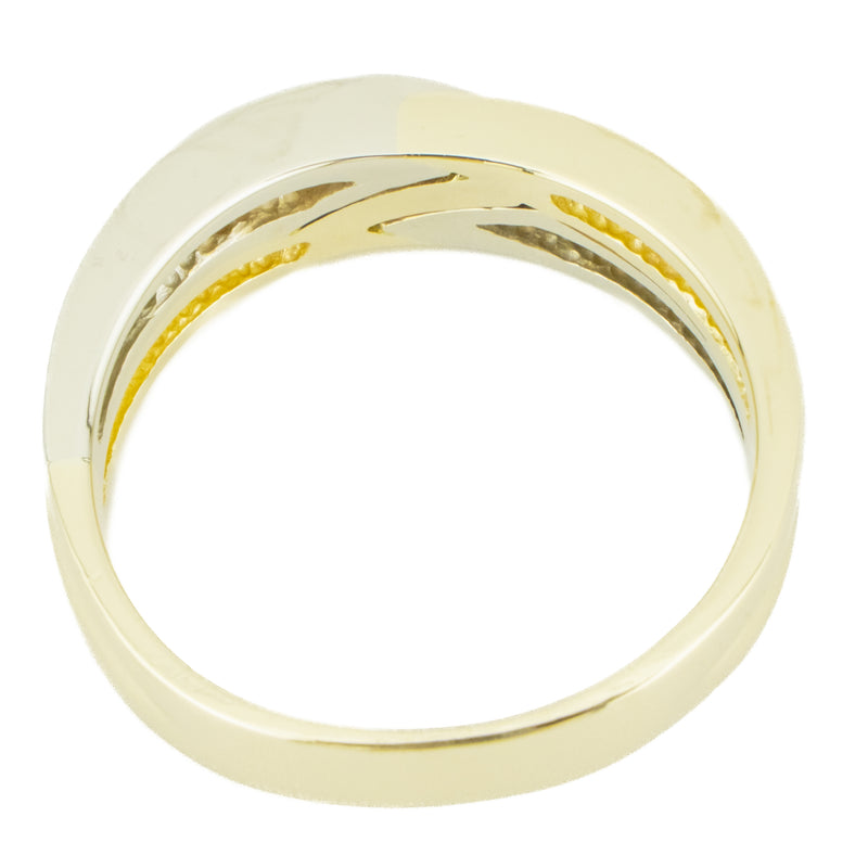0.15ctw Round Diamond Men's Wedding Band Ring in 14K Two Tone Gold - Size 10