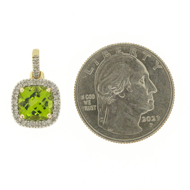 Peridot & Diamond Accented Pendant on 18" Chain Necklace in 14K Yellow Gold