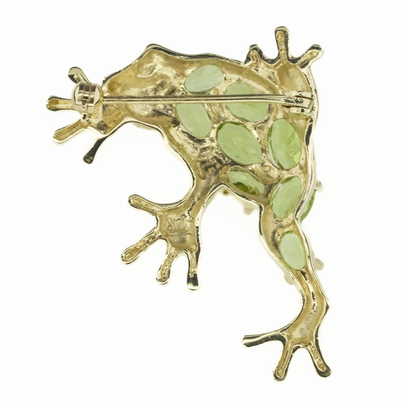 4.88ctw Peridot Frog Brooch in 10K Yellow Gold