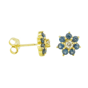 0.30ctw Sapphire & Diamond Accented Stud Earrings in 14K Yellow Gold
