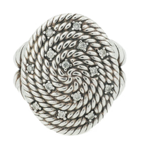 David Yurman 0.14ctw Diamond Cable Coil Ring in Sterling Silver - Size 6.5