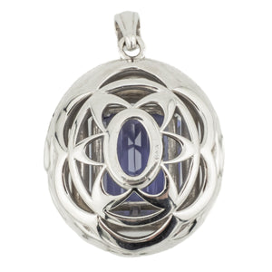 6.24ctw Lab Grown Sapphire & Diamond Accented Pendant in 14K White Gold