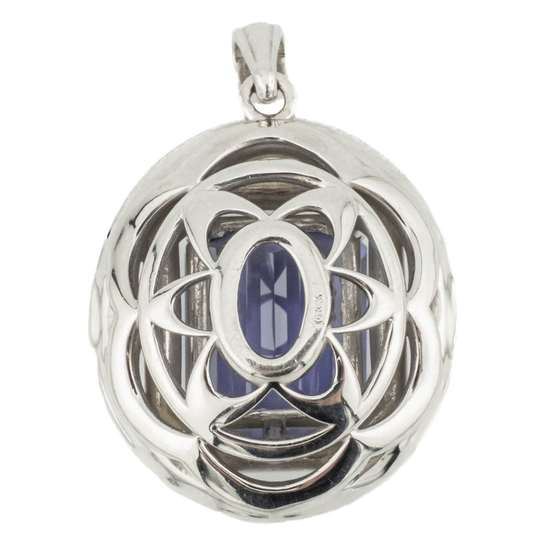 6.24ctw Lab Grown Sapphire & Diamond Accented Pendant in 14K White Gold