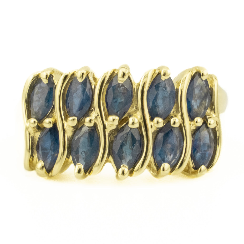 2.27ctw Sapphire Accented Ring in 10K Yellow Gold - Size 5.75