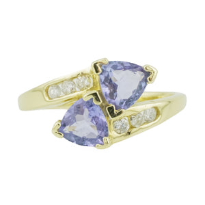 0.80ctw Tanzanite & Diamond Accented Gemstone Ring in 14K Yellow Gold - Size 4.75