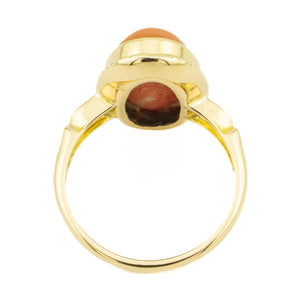 Coral Solitaire Fashion Ring in 14K Yellow Gold - Size 7.25