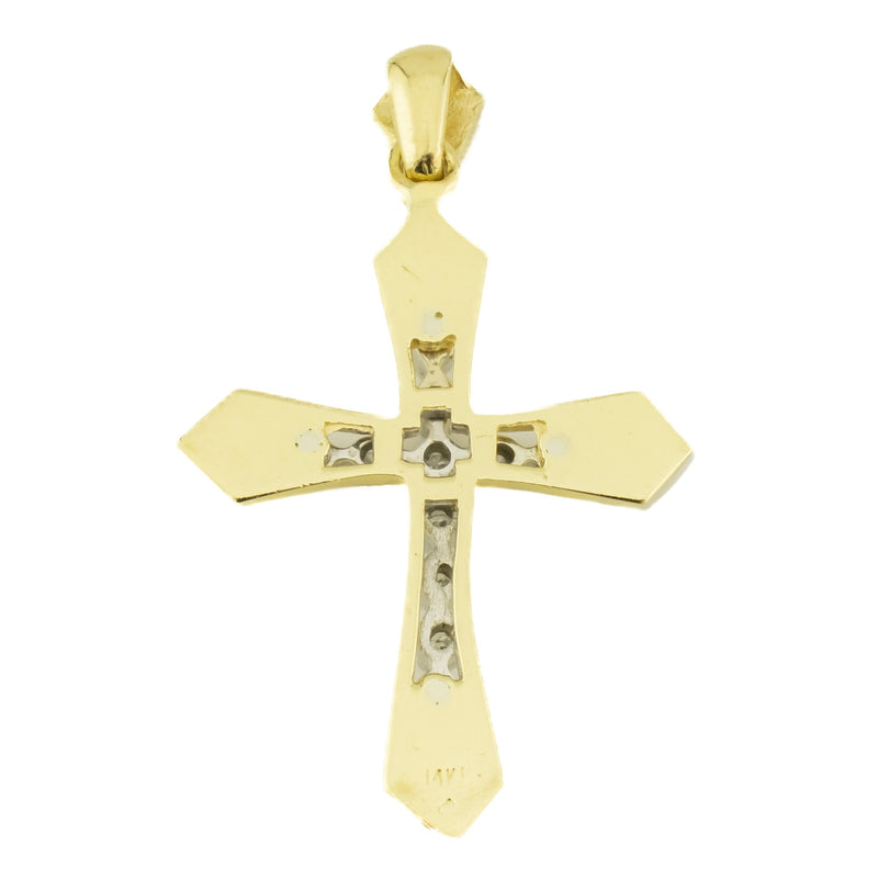 0.25ctw Diamond Accented Religious Cross Pendant in 14K Two-Tone Gold