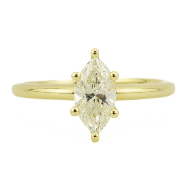 GIA Certified 0.78ct Marquise Diamond VS1/H Engagement Ring in 14K Yellow Gold - Size 6.75