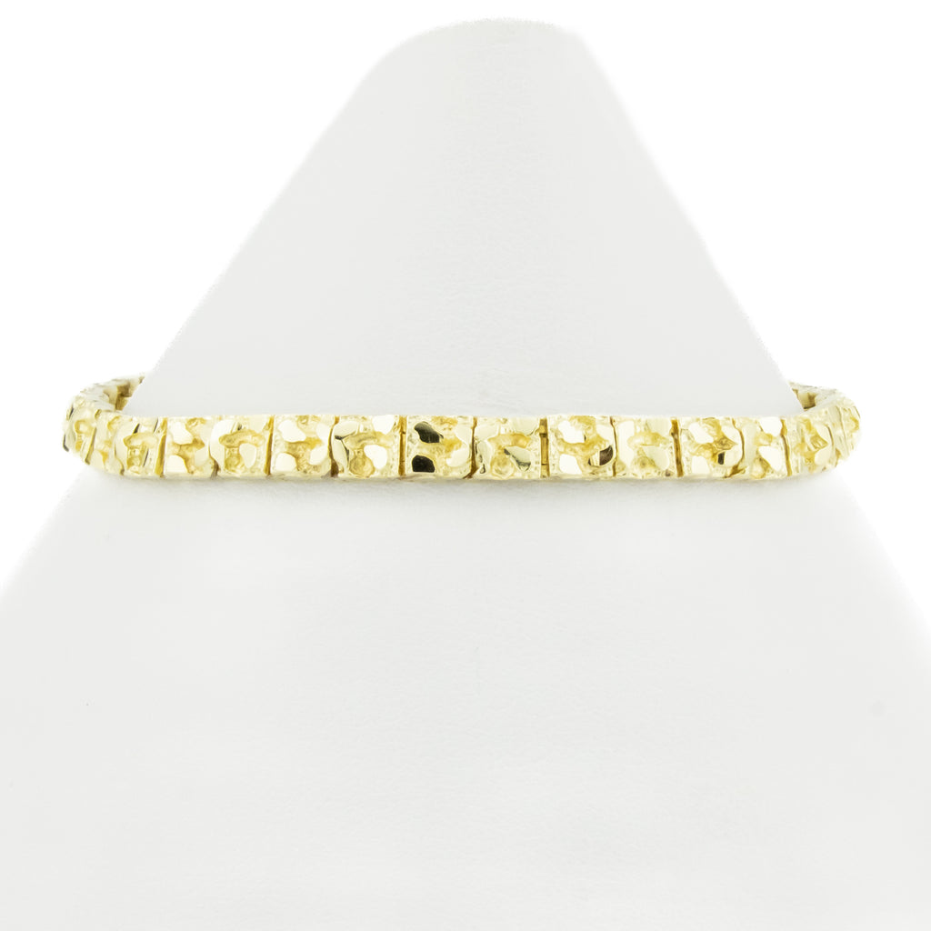 4.5mm Wide Nugget Link 7.25" Bracelet in 14K Yellow Gold 14.5 Grams