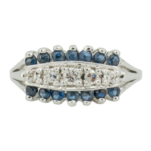 Sapphire and Diamond Accented Ring in 14K White Gold - Size 6