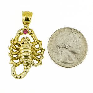 Ruby Scorpion Solitaire Gemstone Pendant in 10K Yellow Gold