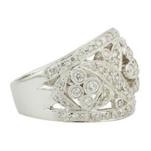 1.27ctw Round Brilliant Diamond Cluster Fashion Ring in 18K White Gold - Size 8
