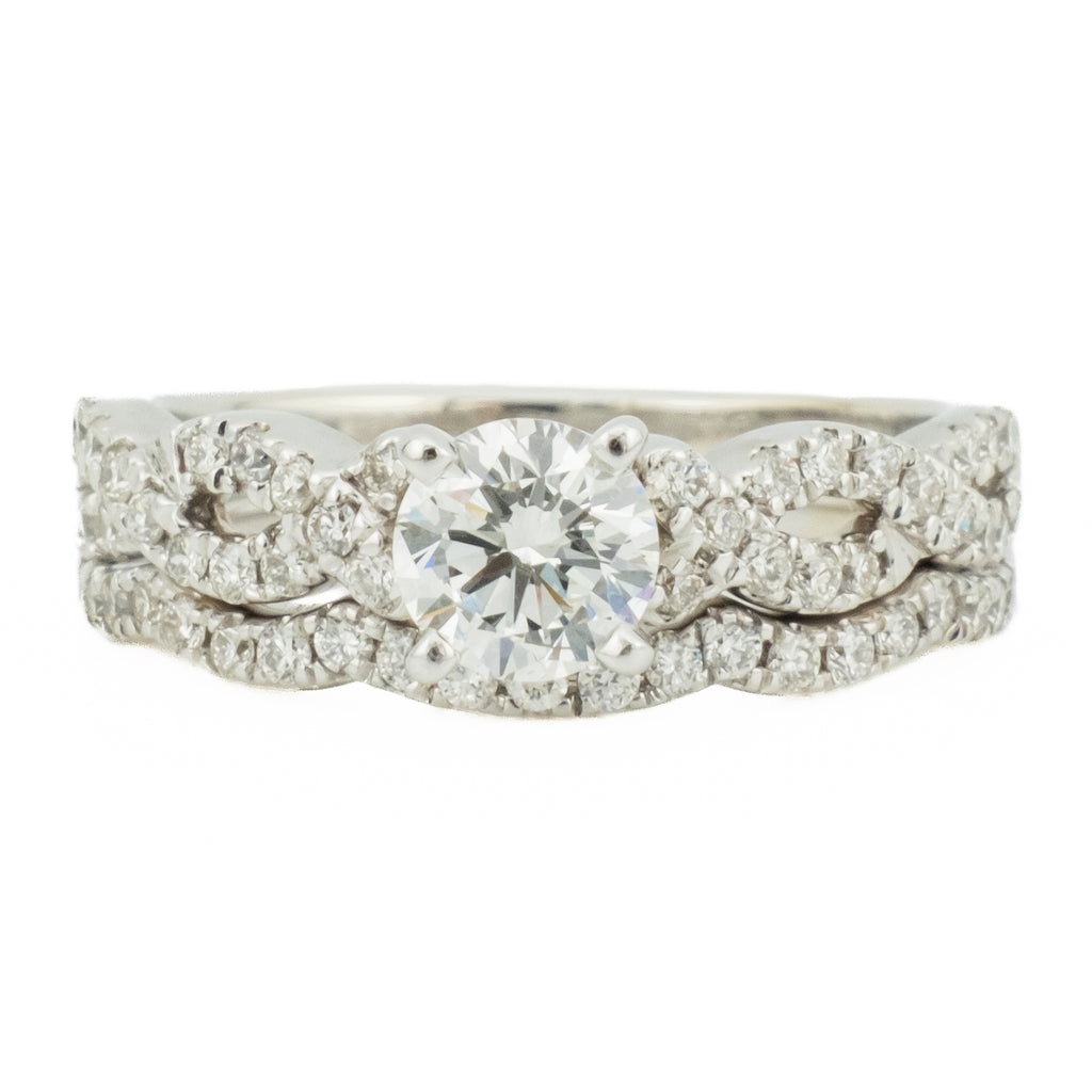0.50ctw Round Diamond and Accented Bridal Wedding Set in 14K White Gold - Size 5