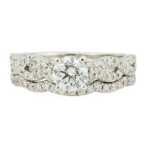 0.50ctw Round Diamond and Accented Bridal Wedding Set in 14K White Gold - Size 5