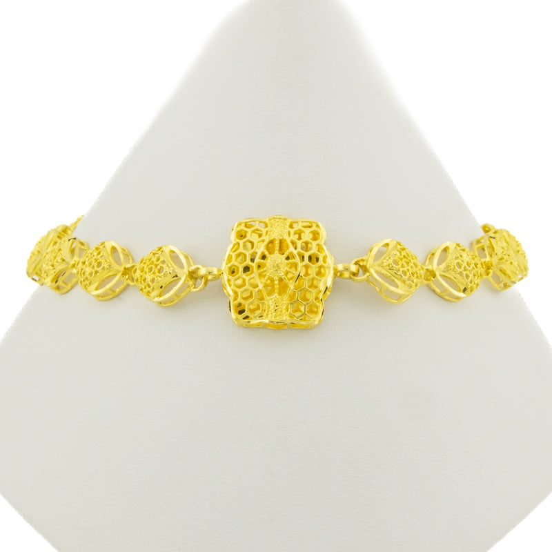 Fancy 8" Gold Bracelet in 22K Yellow Gold - 10.5 grams