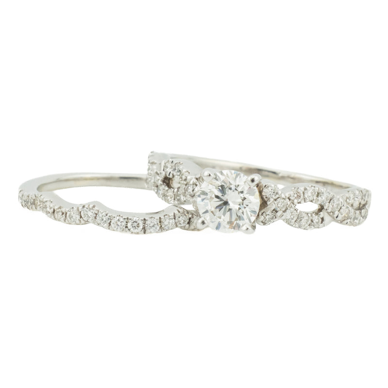 0.50ctw Round Diamond and Accented Bridal Wedding Set in 14K White Gold - Size 5