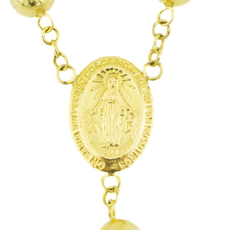 0.45ctw Emerald Accented Rosary 28" in 18K Yellow Gold