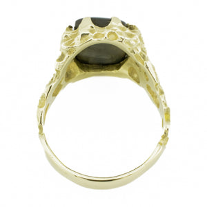 Men's Custom Fire Agate Solitaire Gemstone Ring in 14K Yellow Gold - Size 9.75