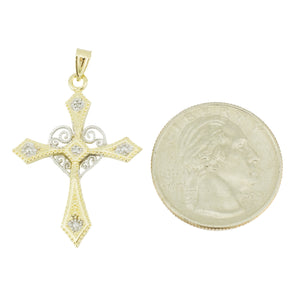 Cross Pendant in 10K Two Tone Gold - 1.5 Grams