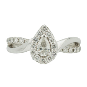 0.33ct Pear Diamond w/ Accents Engagement Ring in 14K White Gold - Size 7