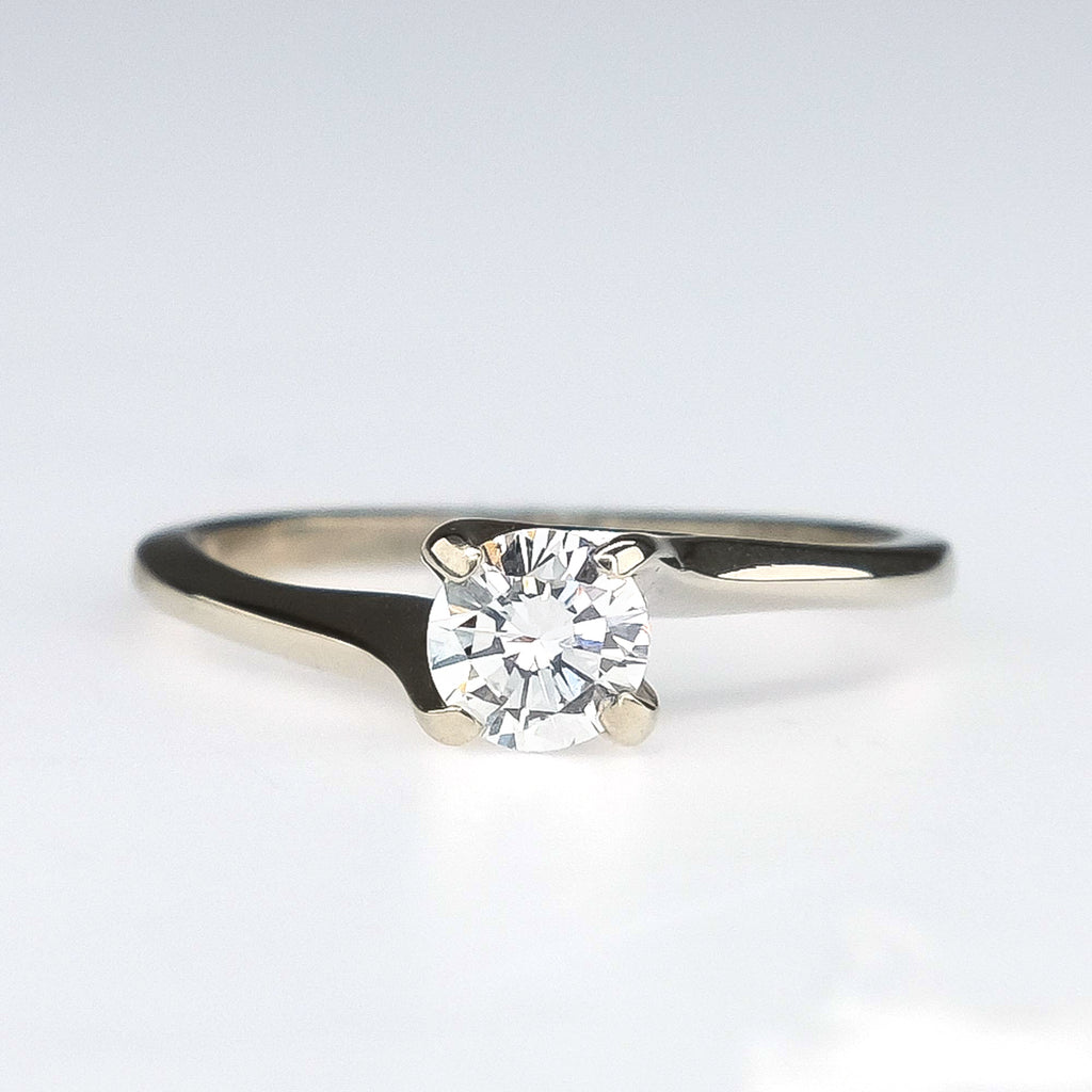 14K White Gold 0.50ct Round SI1/H Diamond Solitaire Engagement Ring Size 6