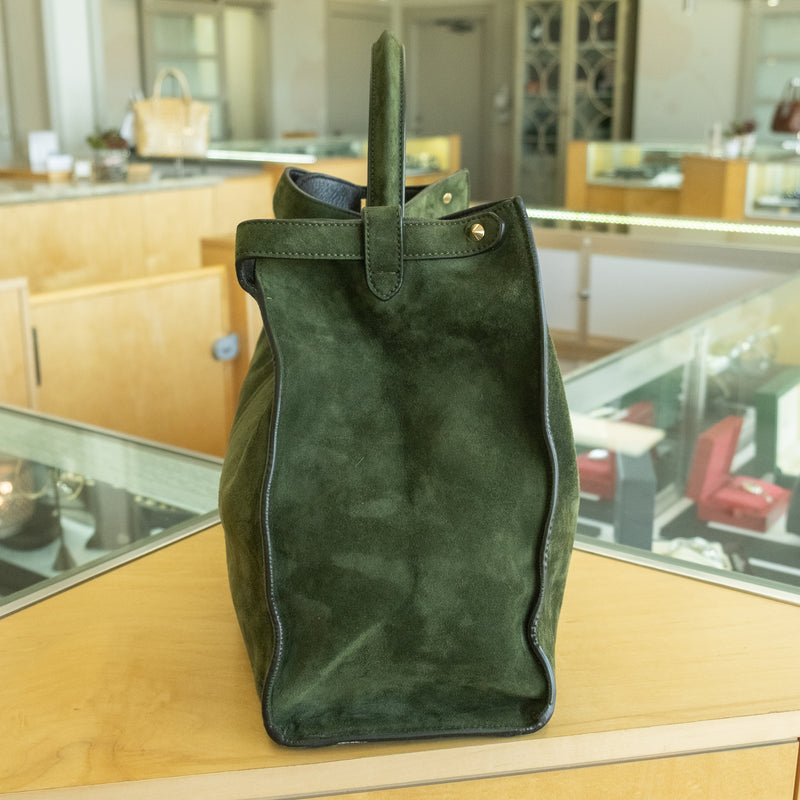 FENDI Peekaboo X-Lite Large Suede Bag Dark Green