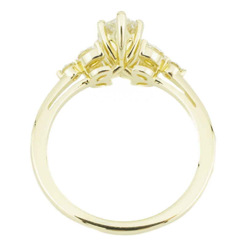 GIA 0.86ctw Marquise Diamond & Accented Engagement Ring in 14K Yellow Gold - Size 7