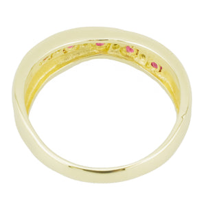 0.12ctw Ruby & 0.02ctw Diamond Accented Ring in 10K Yellow Gold - Size 8.25