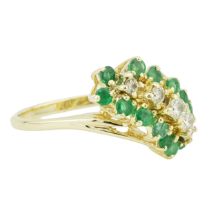 0.40ctw Emerald w/ 0.15ctw Diamond Accents Gemstone Ring in 14K Yellow Gold - Size 6.25