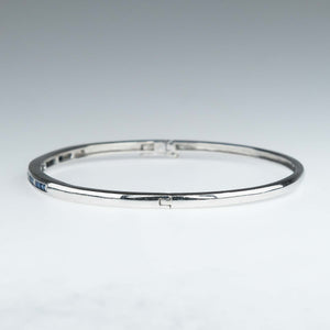 Sapphire and Diamond Hinged Bangle Bracelet in 14K White Gold