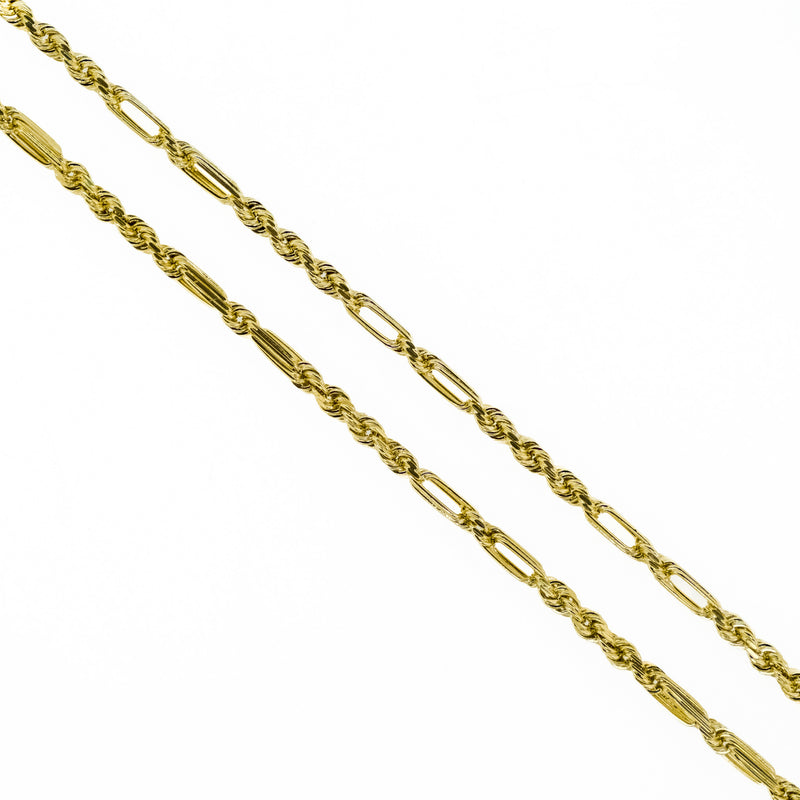 3.5mm Wide Modified Fancy Rope Link 30" Chain in 14K Yellow Gold - 30.1 grams