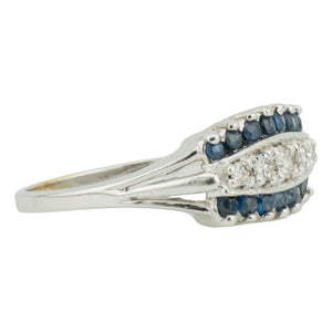 Sapphire and Diamond Accented Ring in 14K White Gold - Size 6