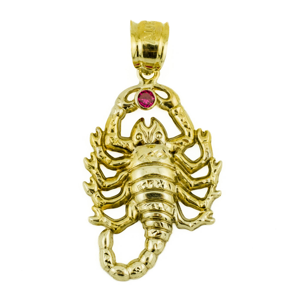 Ruby Scorpion Solitaire Gemstone Pendant in 10K Yellow Gold