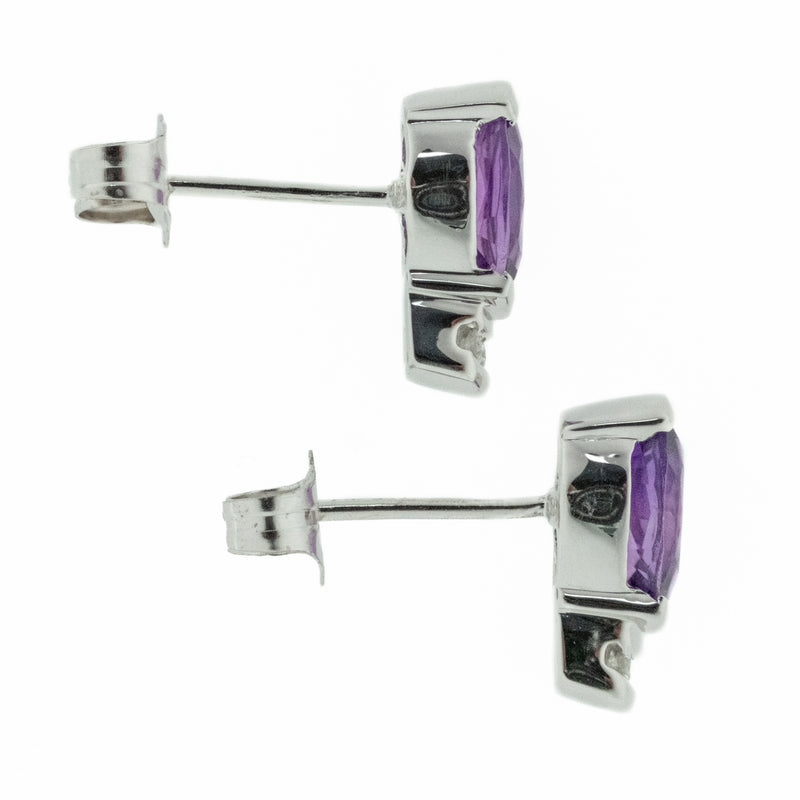 0.82ctw Amethyst and Diamond Accented Earrings in 14K White Gold