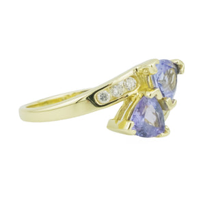 0.80ctw Tanzanite & Diamond Accented Gemstone Ring in 14K Yellow Gold - Size 4.75
