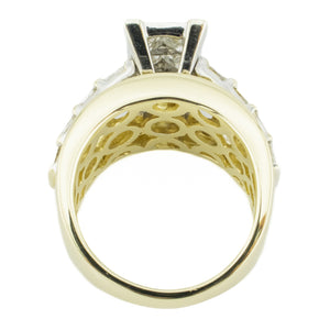 4.00ctw Diamond Cluster Engagement Ring in 14K Two-Tone Gold -Size 6.75